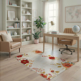 Floral Vintage Red Poppy Floral Vintage Area Rug