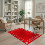 Red Festive Red Snowflake Border Area Rug