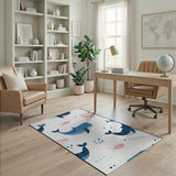 Whimsical Whale Fish Kids Area Rug