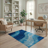 Blue Tie-Dye Wave Abstract Area Rug
