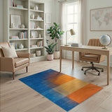 Modern Blue-Orange Halftone Gradient Area Rug