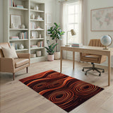 Fiery Ripple Waves Abstract Area Rug