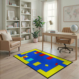 Bold Geometric Yellow Blue Red Area Rug