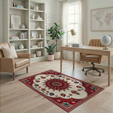 Vibrant Red Persian Floral Medallion Rug