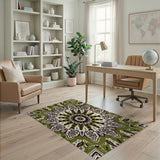 Lush Green Mandala Floral Area Rug