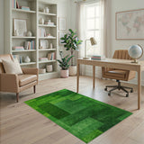 Geometric Modern Green Vibrant Green Geometric Block Area Rug