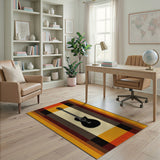 Black Acoustic Guitar Multi-Color Plaid Area Rug