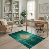 Teal Geometric Sun Area Rug