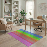 Geometric Modern Multi-color and Patterns Vibrant Rainbow Vertical Stripe Area Rug