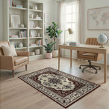 Ornate Cream Brown Persian Area Rug
