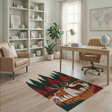 Nuzzling Deer in Autumn Forest Area Rug