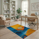 Bold Sunset Peaks Abstract Area Rug in Blue Orange