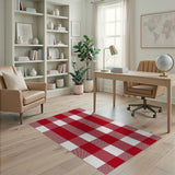 Red Gingham Checkered Area Rug