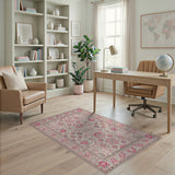 Pink Pink Persian Floral Medallion Area Rug