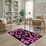 Playful Pink Bows Pixel Pattern Area Rug