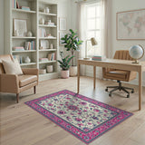 Vibrant Pink Persian Floral Medallion Area Rug