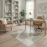 Abstract Area Beige and Neutral Beige Abstract Organic Shapes Area Rug