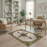 Beige and Neutral Ornate Floral Medallion Area Rug