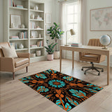 Teal Orange Mandala Heritage Rug