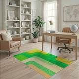 Vibrant Green Orange Wave Abstract Area Rug