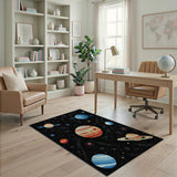 Multi-color and Patterns Retro Pixel Solar System Area Rug