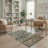 Coastal Wooden Trellis Lattice Area Rug