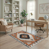 Bold Orange Black Diamond Southwestern Rug