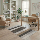 Grey Striped Geometric Grey Area Rug
