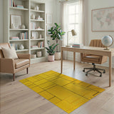 Vibrant Yellow Grid Geometric Area Rug