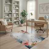 Pink Gold Floral Frame Area Rug