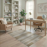 Beige Striped Woven Geometric Area Rug