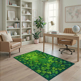 Green Floral Vintage Lush Green Shamrock Clover Area Rug