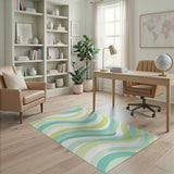 Mint Teal Wavy Abstract Area Rug
