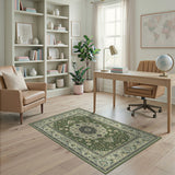 Timeless Green Persian Medallion Area Rug