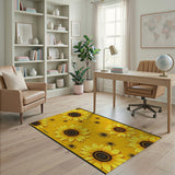 Floral Vintage Vibrant Sunflower Field Yellow Area Rug
