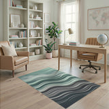 Teal Wave Abstract No. 10 Area Rug