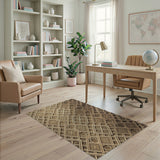 Intricate Beige Gold Lattice Area Rug