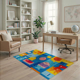 Playful Cartoon Fish Geometric Area Rug