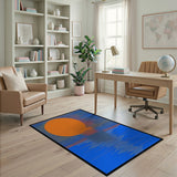 Bold Orange Sun Horizon Geometric Area Rug