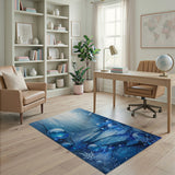 Enchanted Blue Bubble Winter Forest Area Rug
