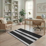 Bold Black White Striped No. 23 Area Rug