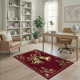 Golden Holiday Bells Red Area Rug