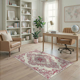 Red Traditional Persian Ornate Red Floral Medallion Area Rug