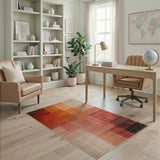 Modern Geometric Red Orange Block Area Rug