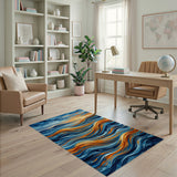 Sunset Ocean Waves Abstract Area Rug