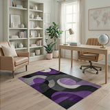 Grey Purple Grey Geometric Abstract Area Rug