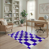 Blue White Geometric Lattice Area Rug