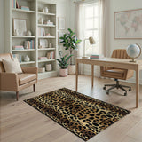 Boho Chic Leopard Print Brown Tan Area Rug
