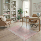 Pink Striped Area Rug with Cloud Borders