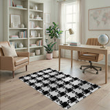 Classic Black White Houndstooth Check Area Rug
